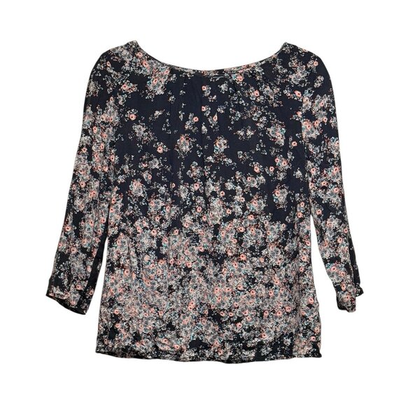 Camaieu Long Sleeve Lightweight Blue Floral Cottagecore Blouse Womens Medium - Picture 4 of 9